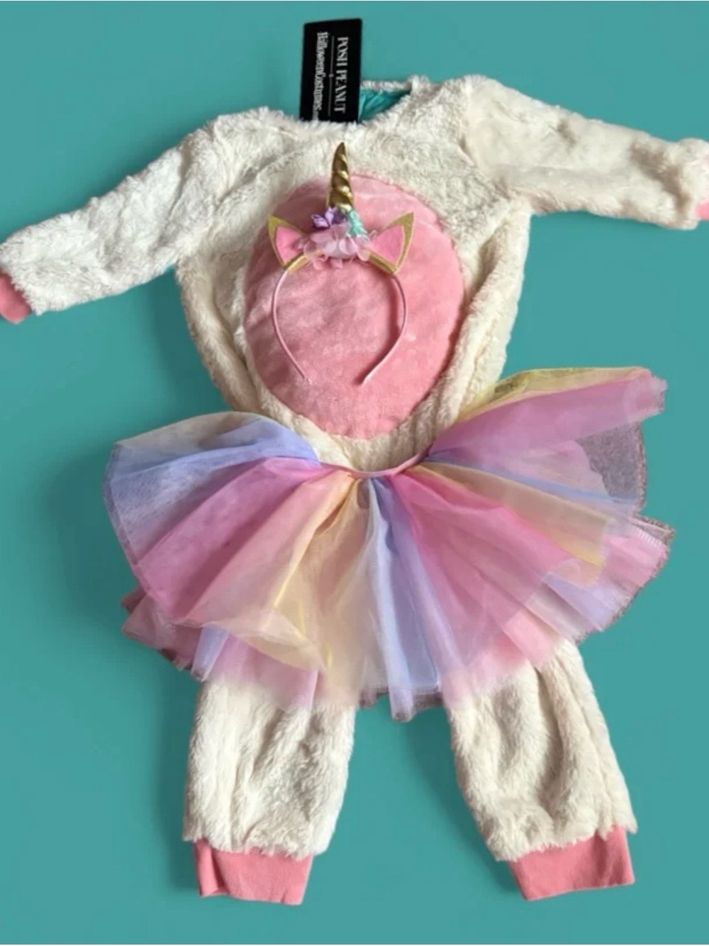 Posh Peanut Eleanor Unicorn faux fur jumpsuit with Tutu Halloween Costume 2T
